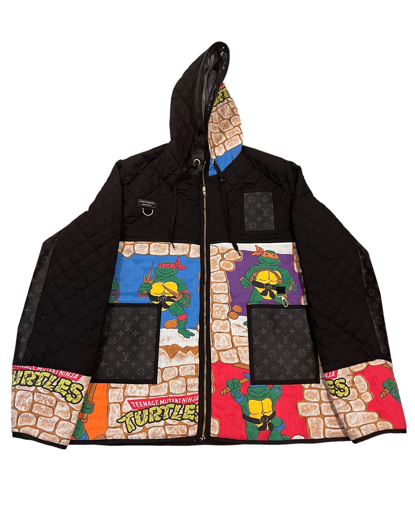 Mixed media hooded jacket