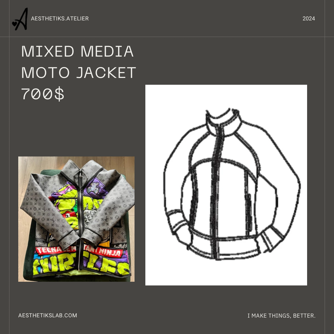 Custom mixed media Moto Jacket
