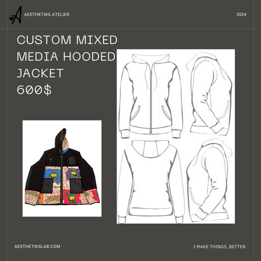 Mixed media hooded jacket